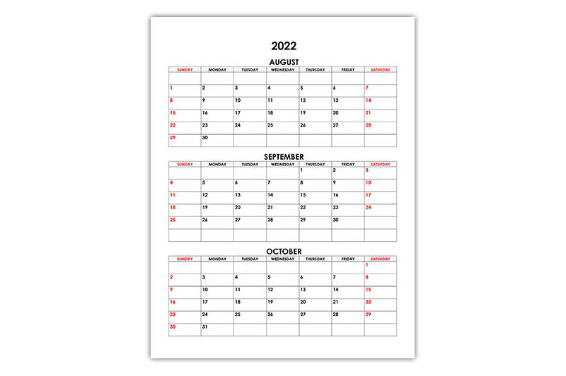 Calendario Agosto Septiembre Octubre 2022 Calendario En Blanco 2022 